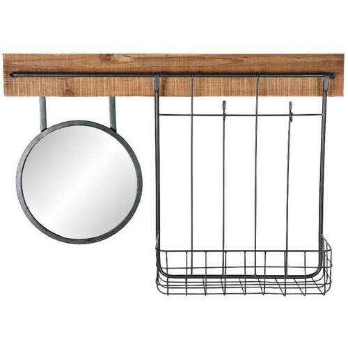  Zidno ogledalo DKD Home Decor Crna Metal Jela Ogledalo (80 x 15 x 20 cm) Slike