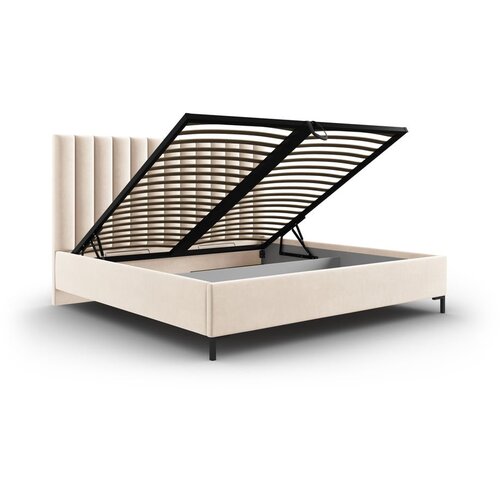 Mazzini Beds Bež oblazinjena zakonska postelja s prostorom za shranjevanje z letvenim dnom 180x200 cm Casey &amp;ndash; Slike