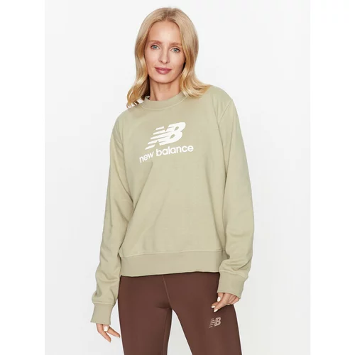New Balance Jopa Essentials Stacked Logo French Terry Crewneck WT31532 Zelena Regular Fit