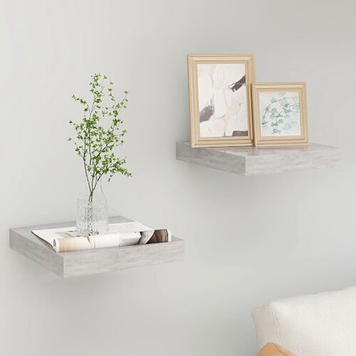 VidaXL Stenske police 2 kosa betonsko sive 23x23,5x3,8 cm MDF Slike