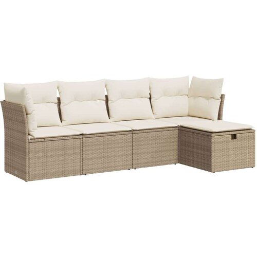 VidaXL 5-dijelni vrtni set sofa s jastucima bež od poliratana Slike