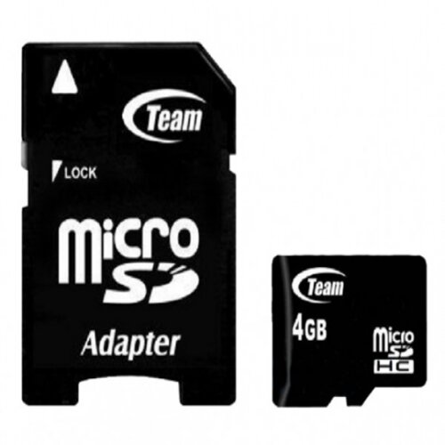 Team Group MICRO SDHC 4GB CLASS 10+SD Adapter TUSDH4GCL1003 Slike