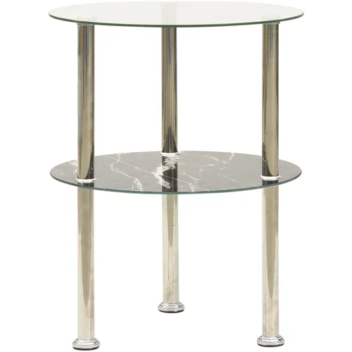 vidaXL bočni stolić s 2 razine prozirni/crni 38 cm od kaljenog stakla