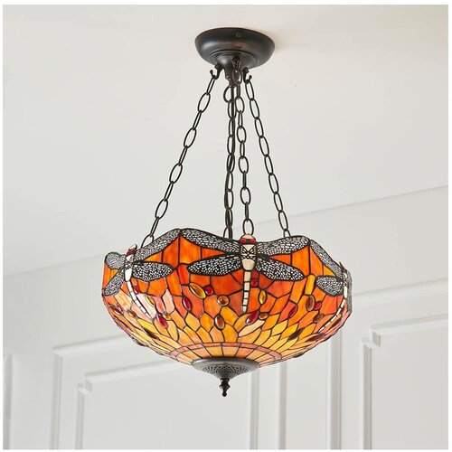 Endon 64076 - Luster na lancu Tiffany DRAGONFLY 3xE27/60W/230V, prečnik 41 cm Slike