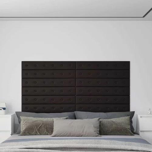  Zidne ploče od umjetne kože 12 kom crne 90 x 15 cm 1 62 m²