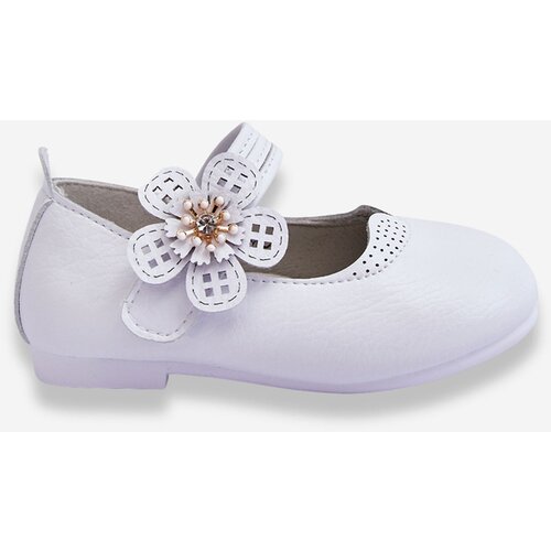 Kesi Children's leather ballerinas with a flower of white Cobi Cene