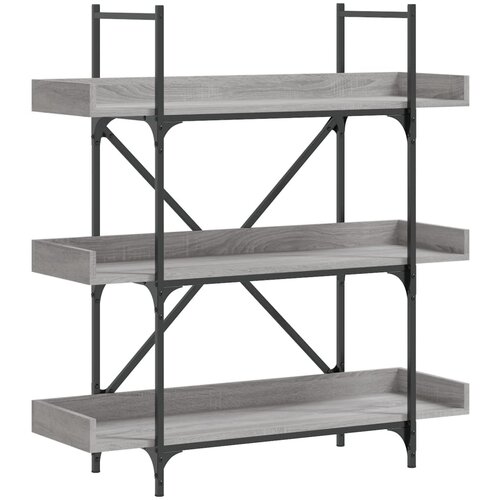 Maison Chic Knjižna omara - Knjižni regal 3-nadstropna siva sonoma 100x33x108,5 cm in. les, (21725925) Slike