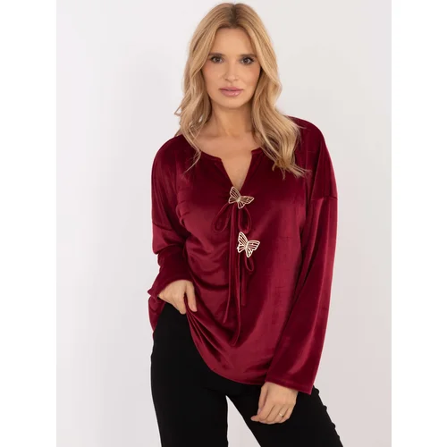 Fashion Hunters Chestnut velour blouse large size