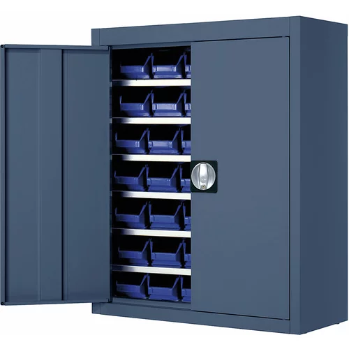 mauser Skladiščna omara z odprtimi skladiščnimi posodami, VxŠxG 820 x 680 x 280 mm, ena barva, modra, 42 posod