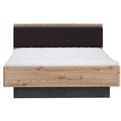 CARRYHOME postelja 140 cm x 200 cm , leseni material črna, temno siva, hrast artisan Slike