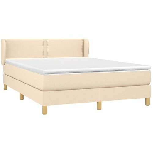  Krevet s oprugama i madracem krem 140 x 190 cm od tkanine Slike
