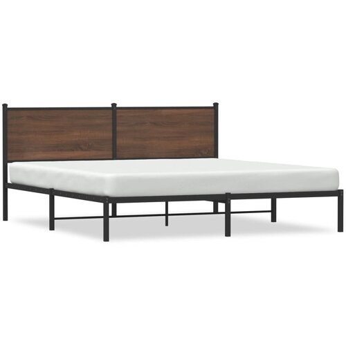 vidaXL Kovinski posteljni okvir z vzglavjem rjavi hrast 180x200 cm Cene