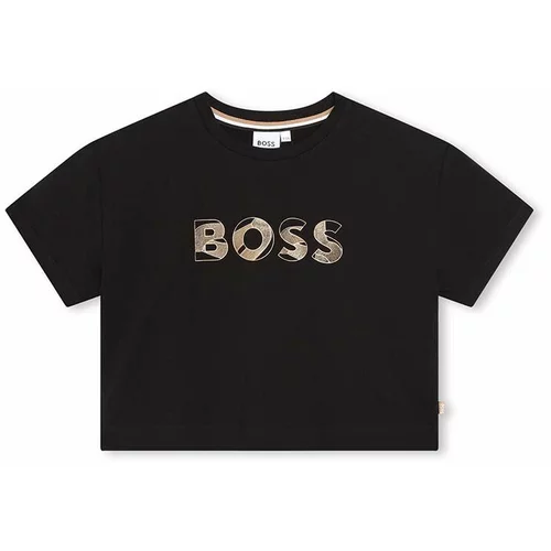 Boss Otroška kratka majica črna barva
