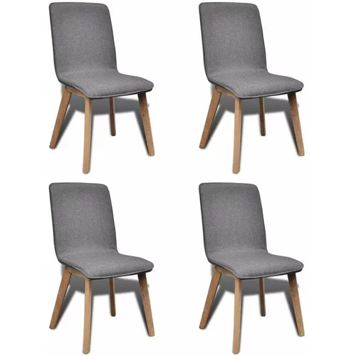  Jedilni stoli 4 kosi svetlo sivo blago in trdna hrastovina, (20699930)