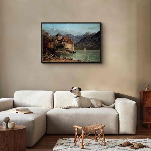  Slika - Gustave Courbet -Chillon Castle 60x40 U crnom drvenom okviru Slike