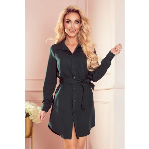 NUMOCO 288-2 Shirt dress with buttons - BOTTLE GREEN