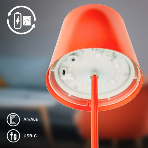 BRILONER 7510012-LED RGB prigu&amp;scaron;iva stona lampa CALIDA 2,5W/5V IP44 1200mAh narandžasta Slike
