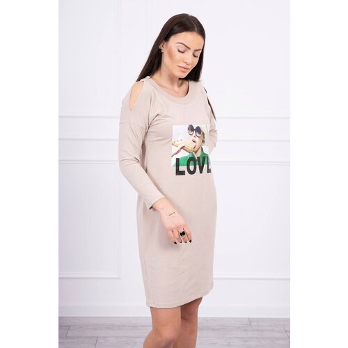 Kesi Beige dress with love print Slike