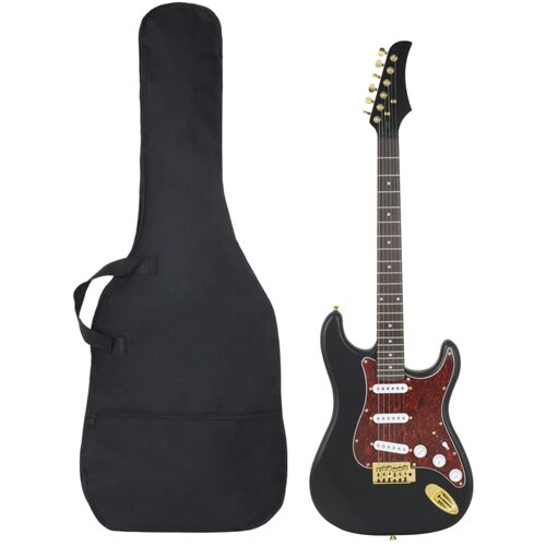 VidaXL Električna gitara za početnike s torbom crna-zlatna 4/4 39 Slike