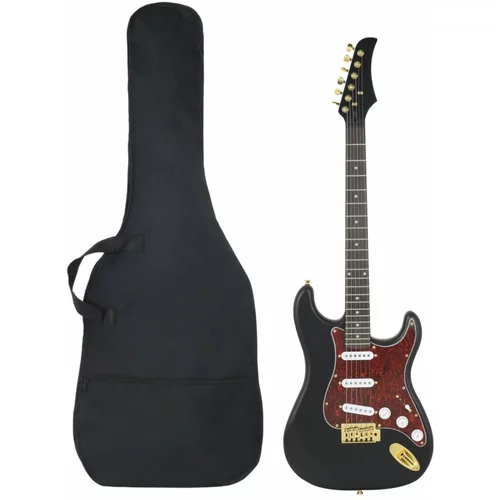 vidaXL Električna gitara za početnike s torbom crna-zlatna 4/4 39