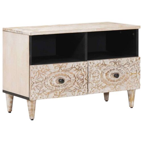 TV ormar s pohranom Bijelo 70 x 33 5 x 46 cm Čvrsto drvo manga - Bijelo Cijene