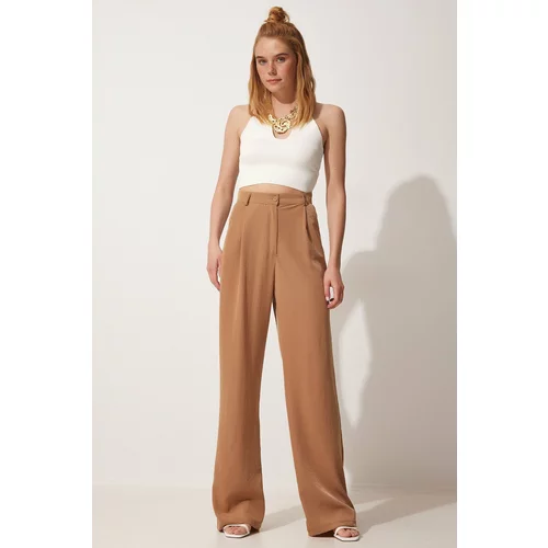 Happiness İstanbul Women's Biscuit Flowy Ayrobin Palazzo Pants