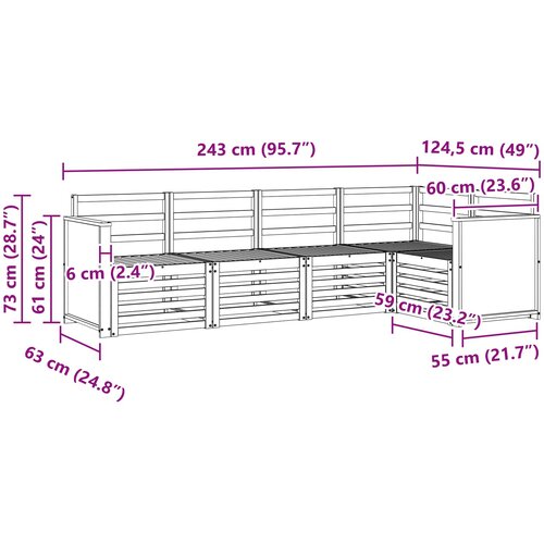  Sekcijska garnitura 4 pcs Prirodna Čvrsto drvo akacije Slike