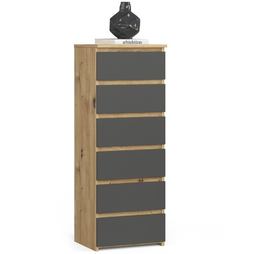 AKORD KOMODA CL6 OAK ARTISAN / SIVA, (21703210) Slike