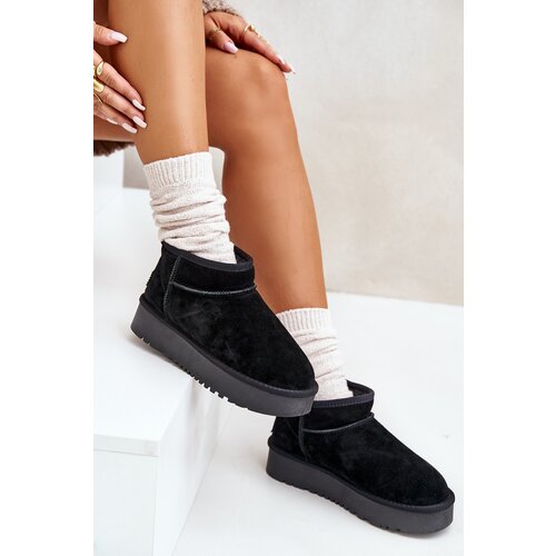 Boto Women's Suede Snow Boots On Platform Black Nereviana Cene