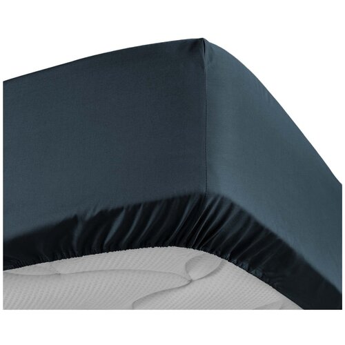 Douceur d int&amp;eacute;rieur Tamno plava plahta s gumom od pamučnog perkala 180x200 cm Percaline &amp;ndash; Slike
