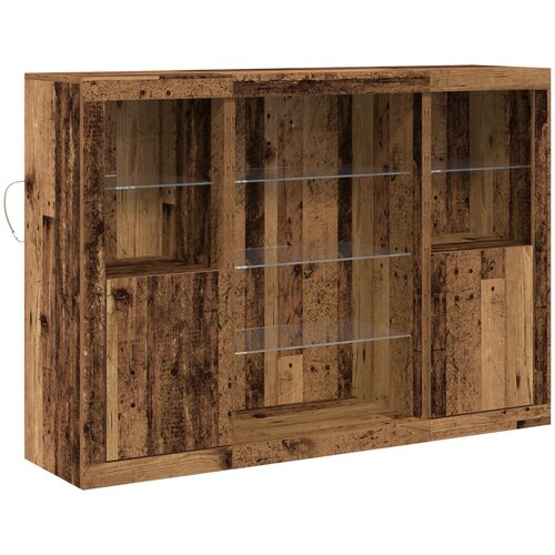 VidaXL stranska omara z LED lučmi Stari les 142.5x37x100 cm Ustvarjen les, (22122914) Slike