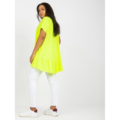 Fashion Hunters Fluo yellow everyday plus size V-neck tunic Slike