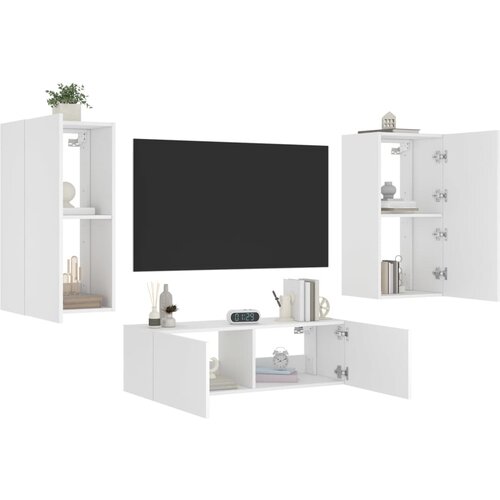 vidaXL Stenske TV omarice z LED lučkami 3 kosi bela Cene