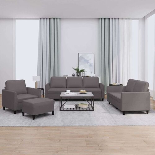  4-dijelni set sofa s jastucima sivi od umjetne kože Slike