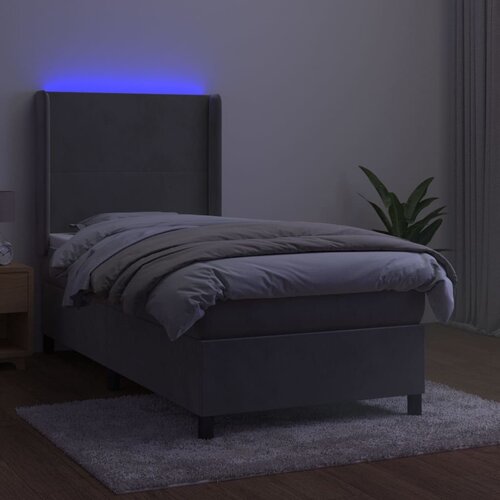  box spring s madracem LED svjetlosivi 100x200 cm bar&amp;scaron;un Slike