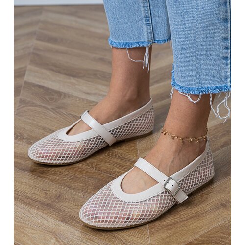 D/CEO Beige mesh ballet flats with buckle Turina Cijene