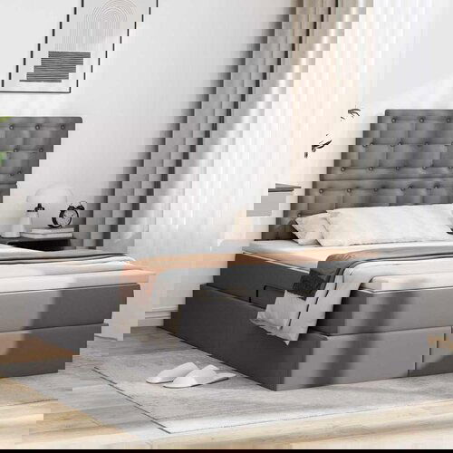 VidaXL Krevet S LED lampica s uzglavljem Siva 120 x 200 cm PVC Slike