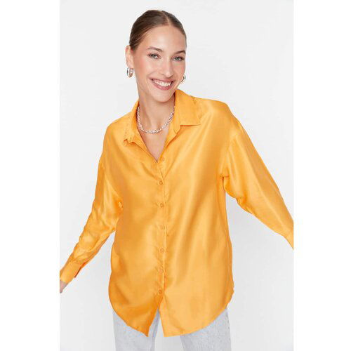 Trendyol Orange Basic Oversize Satin Shirt Slike