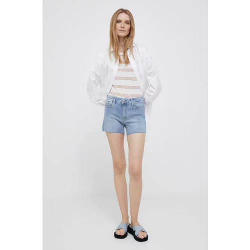 Calvin Klein Jeans Traper kratke hlače za žene, glatki materijal, srednje visoki struk