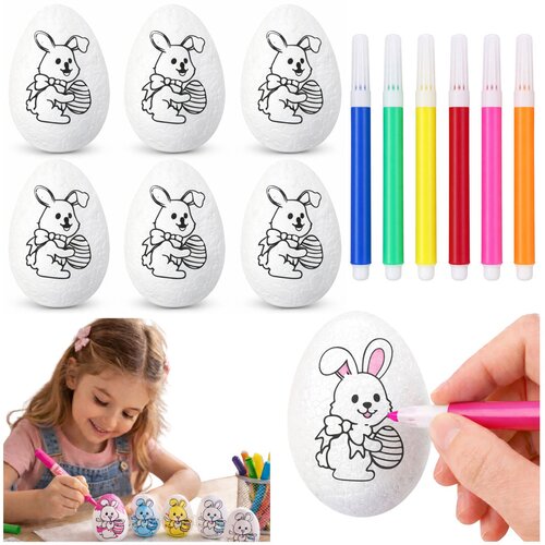  Easter Styrofoam Eggs For Painting Markers Pattern Rabbit B 6pcs Cene
