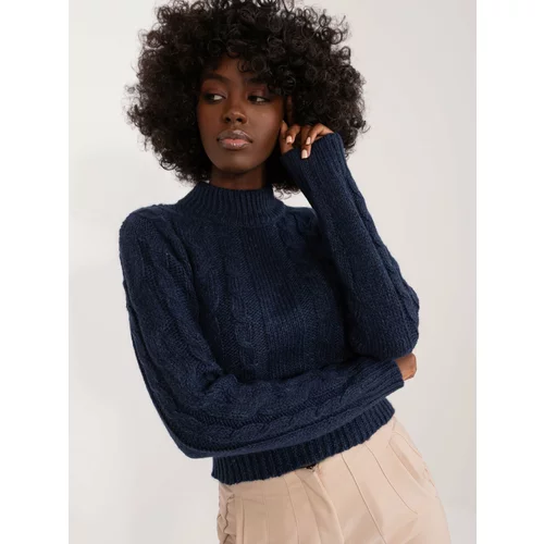 Fashion Hunters Navy blue cable knitted sweater from MAYFLIES
