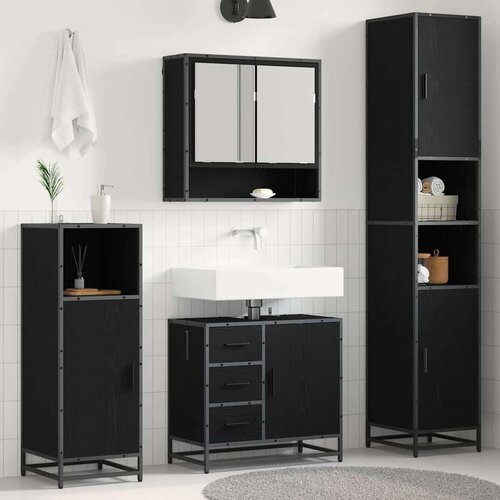 VidaXL set namje&amp;scaron;taja za kupaonicu 3 pcs crni hrast 90 x 33 x 60 cm Slike