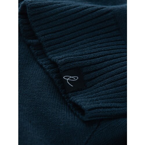 Ombre men's cotton knit winter beanie hat - navy blue Cene