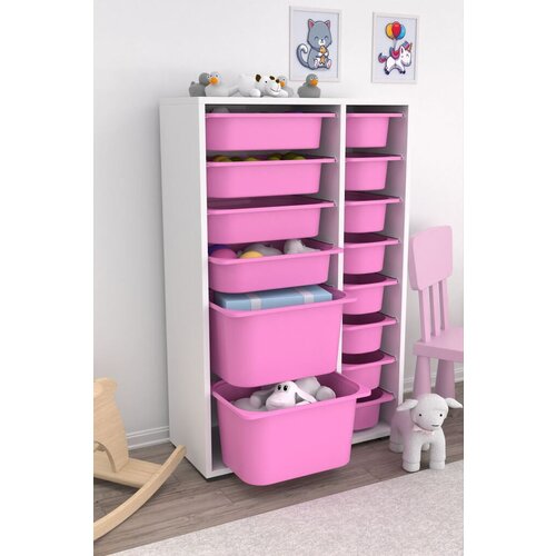 Hanah home vi&amp;scaron;enamenska komoda Rine 2D4K8U v2, 69.5 x30 x109 cm, Belo-roze Slike