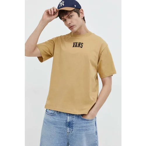 Vans Bombažna kratka majica moški, rumena barva