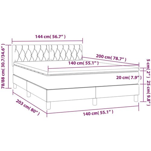  Krevet box spring s madracem LED crni 140x200 cm od tkanine Slike