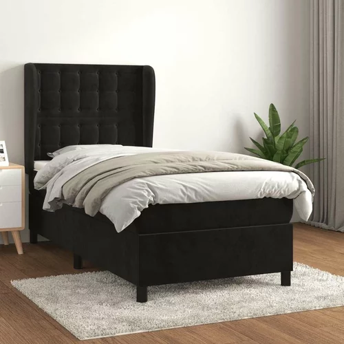 Box spring postelja z vzmetnico črna 100x200 cm žamet, (20791869)