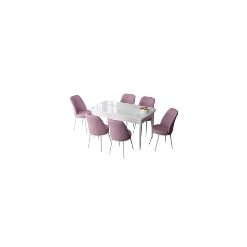 Hanah home set trpezarijski sto i 6 stolica zen white pink Cene