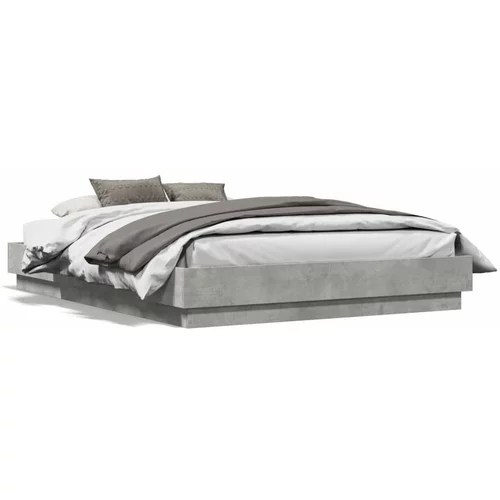  Okvir kreveta s LED svjetlima siva boja betona 120 x 190 cm