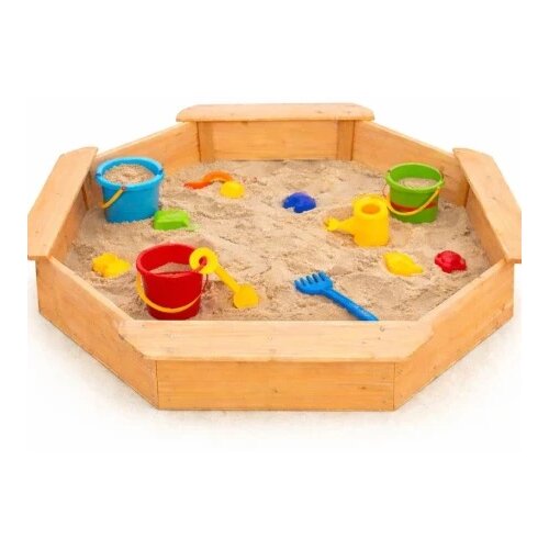 Kinder Home dečiji drveni peskarnik &amp;ndash; model sa 8 strana i 4 sedi&amp;scaron;ta, 134,5&amp;times;134,5 cm ( WSB-1345 ) Slike